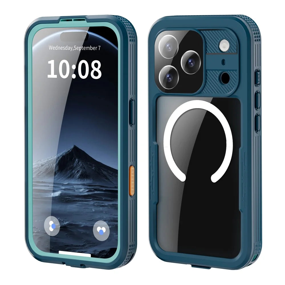 SHELLBOX For iPhone 17 Pro IP68 Waterproof Case Compatible with MagSafe Clear Phone Cover - Blue - 2