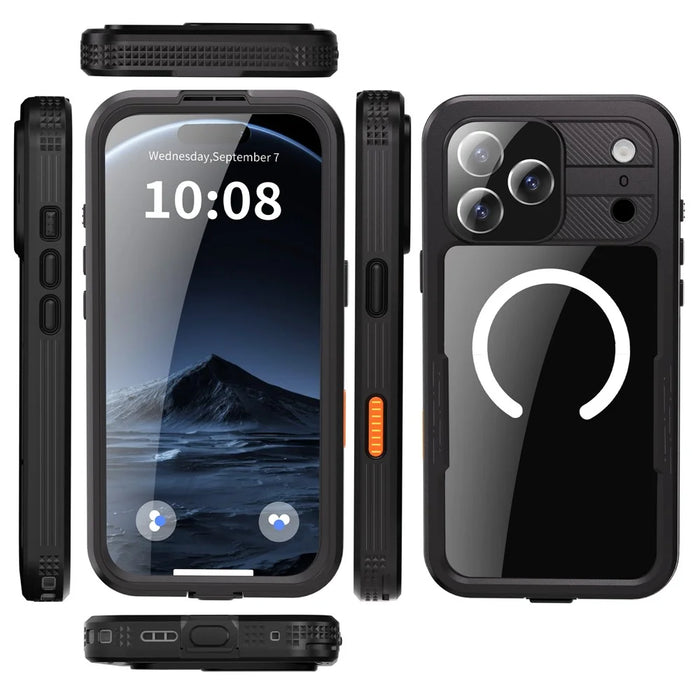 SHELLBOX For iPhone 17 Pro Max IP68 Waterproof Case Compatible with MagSafe Clear Phone Cover - Black - 3