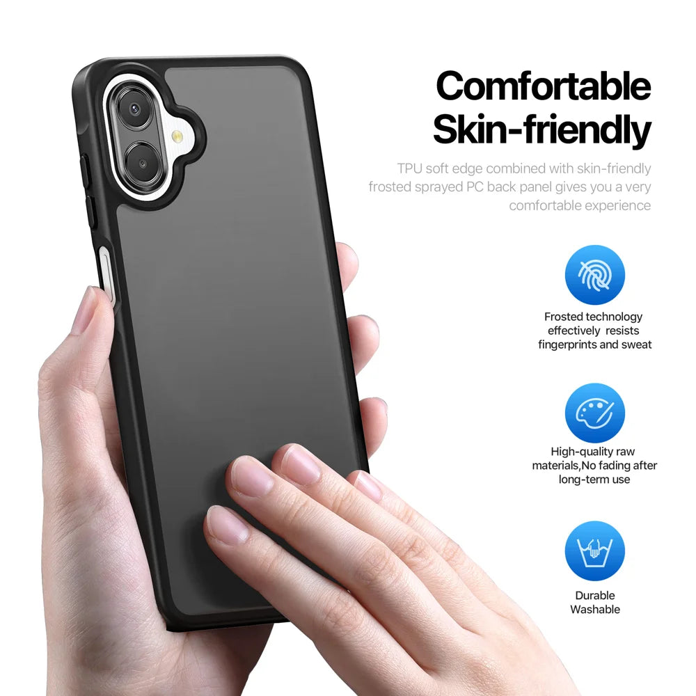 DUX DUCIS For Samsung Galaxy A06 4G / Galaxy A06 5G / Galaxy A07 4G / A07 5G / A08 4G / M07 / F07 / M17e / F70e Case  Yind Series Matte Anti-fingerprint TPU+PC Phone Back Cover - Black - 5