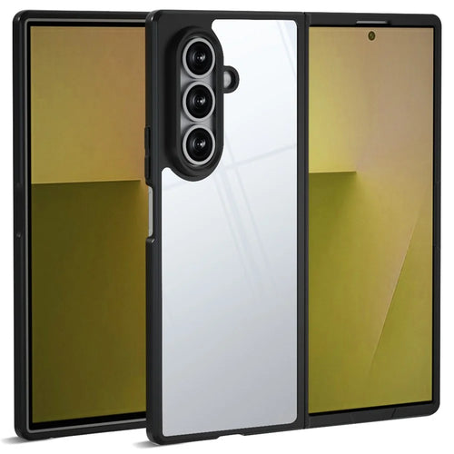 IBMRS For Samsung Galaxy Z Fold7 5G Case Soft TPU Frame Hard PC Back Anti-Fall Phone Cover - Transparent Black - 1