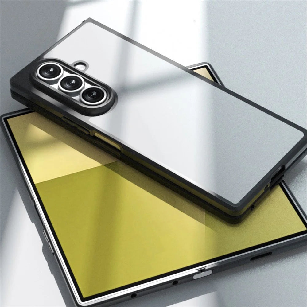 IBMRS For Samsung Galaxy Z Fold7 5G Case Soft TPU Frame Hard PC Back Anti-Fall Phone Cover - Transparent Black - 2