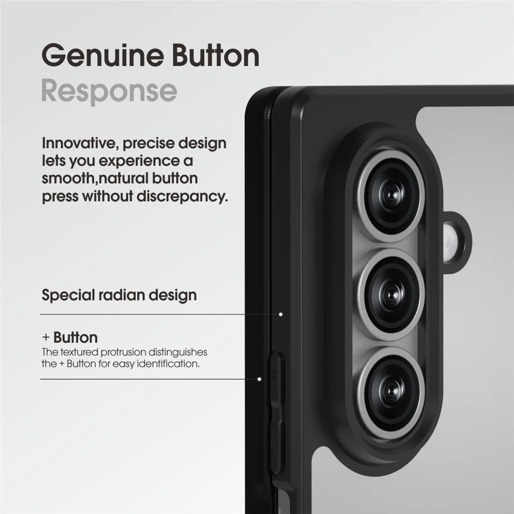 IBMRS For Samsung Galaxy Z Fold7 5G Case Soft TPU Frame Hard PC Back Anti-Fall Phone Cover - Transparent Black - 3