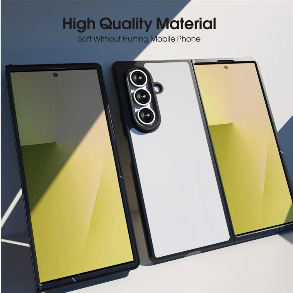 IBMRS For Samsung Galaxy Z Fold7 5G Case Soft TPU Frame Hard PC Back Anti-Fall Phone Cover - Transparent Black - 4