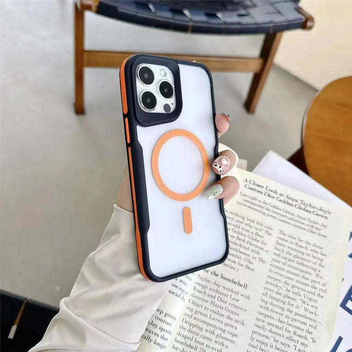 For iPhone 16 Pro Magnetic Case Skin-Touch TPU + PC Shockproof Phone Back Cover - Yellow - 2