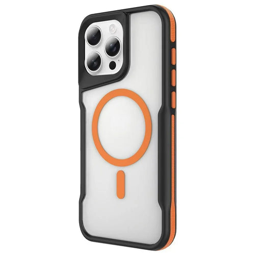 For iPhone 16 Pro Max Magnetic Case Skin-Touch TPU + PC Shockproof Phone Back Cover - Orange - 1