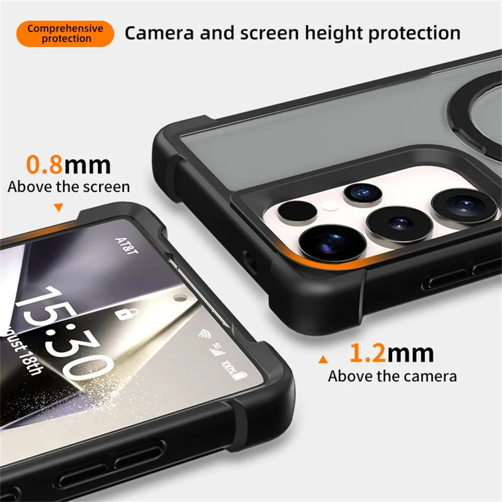 For Samsung Galaxy S25 Ultra Magnetic Case Anti Drop TPU + PC Kickstand Phone Back Cover - Desert Gold - 2
