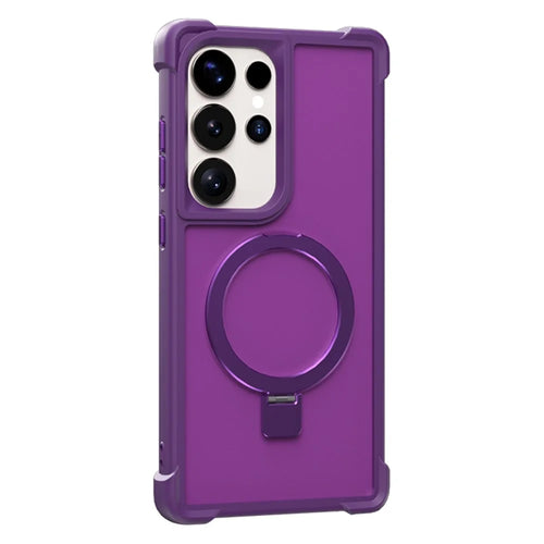 For Samsung Galaxy S24 Ultra Magnetic Case Anti Drop TPU + PC Kickstand Phone Back Cover - Dark Purple - 1