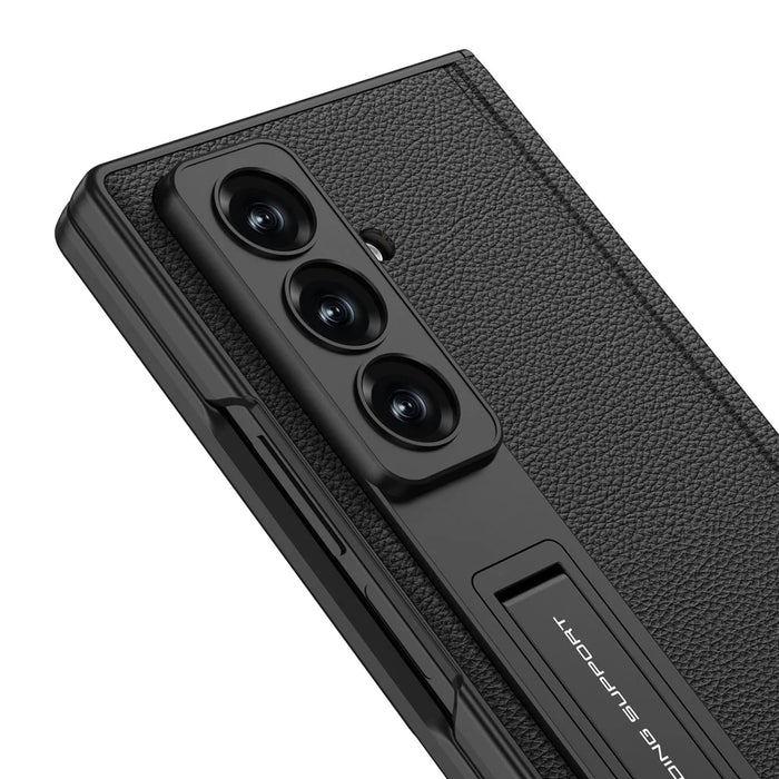 GKK For Samsung Galaxy Z Fold7 5G Case with Kickstand Hinge Protection PC + Tempered Glass Phone Cover - Carbon Fiber Texture - 2