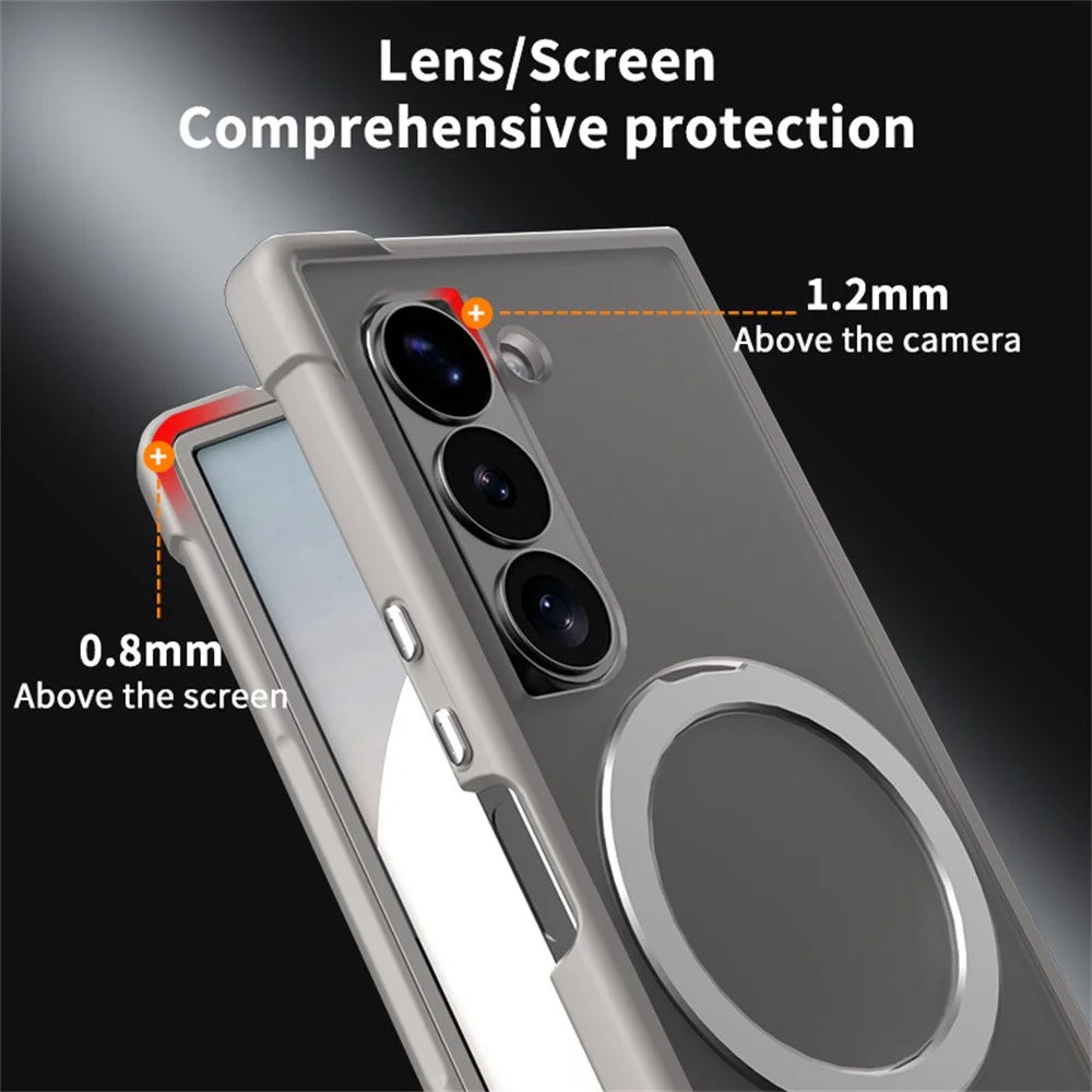 For Samsung Galaxy Z Fold5 5G Magnetic Case Anti Drop TPU + PC Kickstand Phone Back Cover - Black - 5