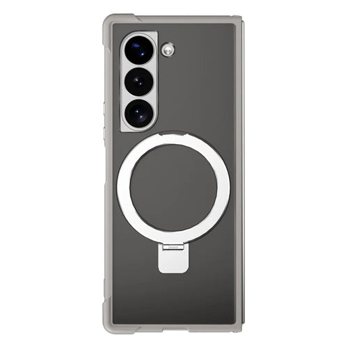 For Samsung Galaxy Z Fold6 5G Magnetic Case Anti Drop TPU + PC Kickstand Phone Back Cover - Grey - 1