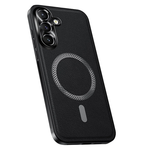 For Samsung Galaxy S24+ Case Magnetic Case PU TPU PC Phone Back Cover with Metal Lens Frame - Black - 1