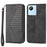 Calf Texture Phone Case for Realme C30 4G, PU Leather Imprinted Rhombus Pattern Wallet Stand Folio Flip Cover with Strap - Black - 1