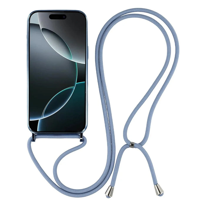For iPhone 17 Pro Case Compatible with MagSafe Electroplating Edge TPU Phone Cover with Shoulder Strap - Blue - 2