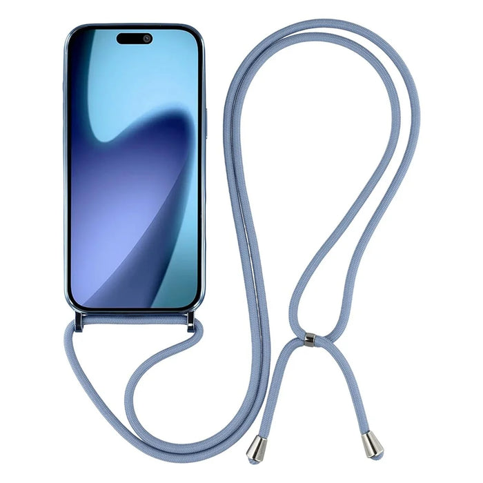 For iPhone Air Case Compatible with MagSafe Electroplating Edge TPU Phone Cover with Shoulder Strap - Blue - 2