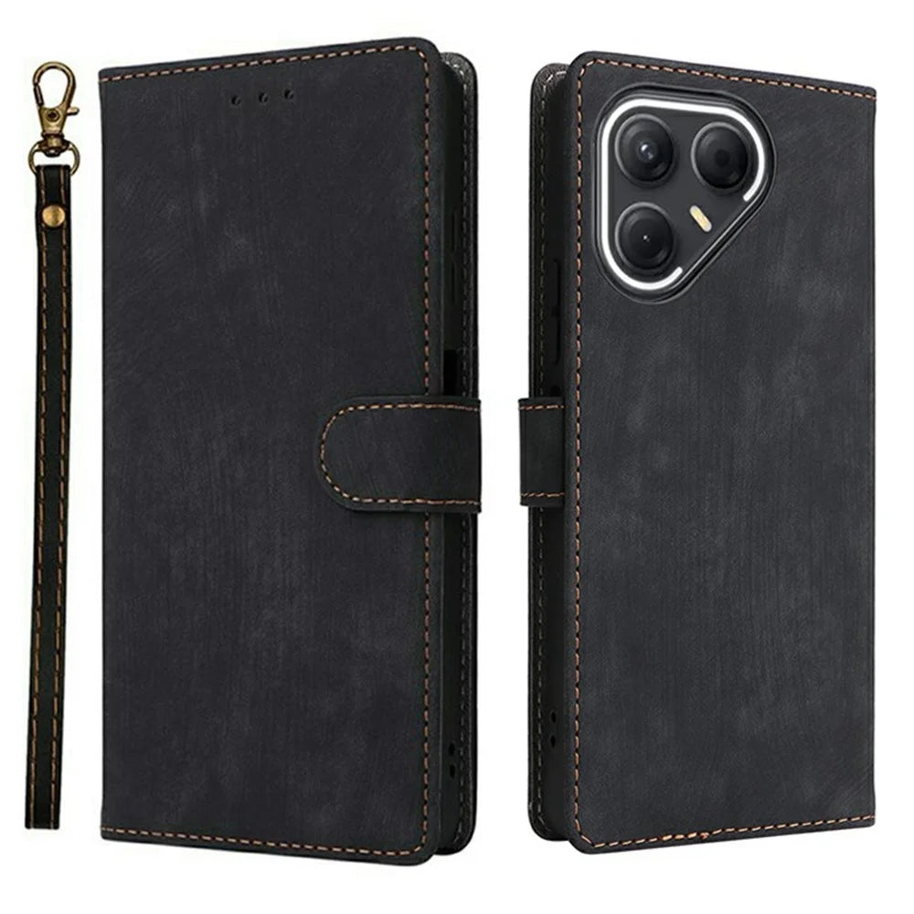 For TECNO Pova 7 5G LJ7 Case Wallet RFID Blocking PU Leather Phone Cover Stand with Strap - Black - 1