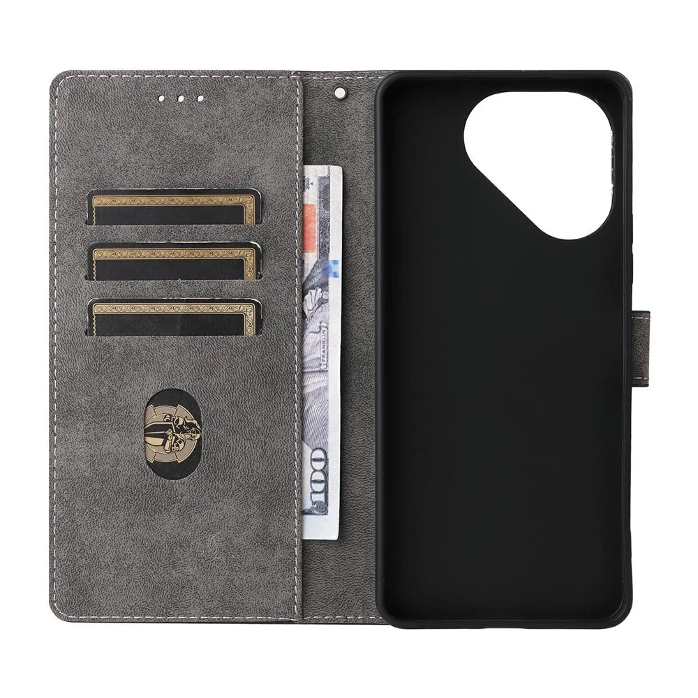For TECNO Pova 7 5G LJ7 Case Wallet RFID Blocking PU Leather Phone Cover Stand with Strap - Black - 3