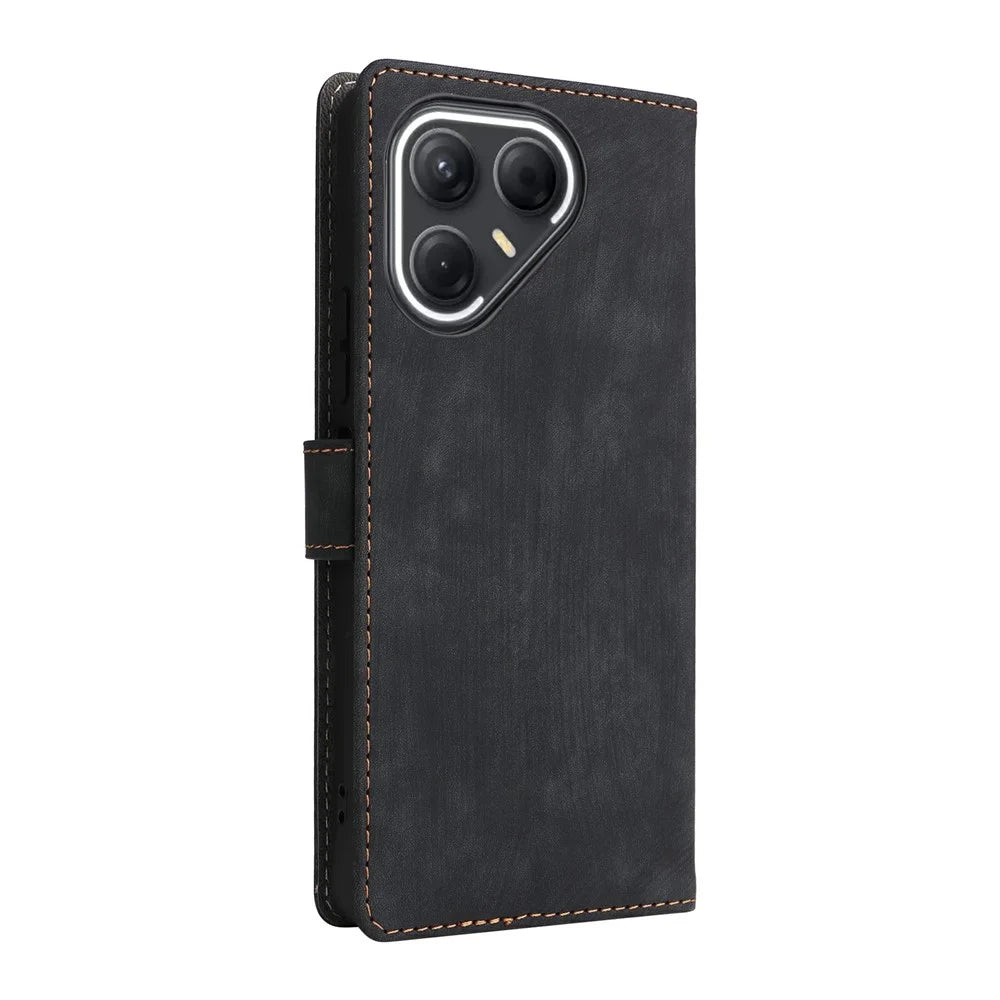 For TECNO Pova 7 5G LJ7 Case Wallet RFID Blocking PU Leather Phone Cover Stand with Strap - Black - 7