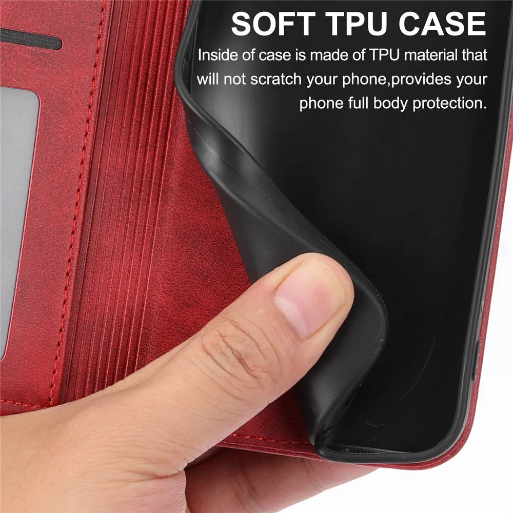 For Samsung Galaxy A32 5G / M32 5G Shockproof Calf Texture Wallet Stand Phone Case PU Leather Imprinted Rhombus Pattern Protective Phone Cover with Strap - Red - 6