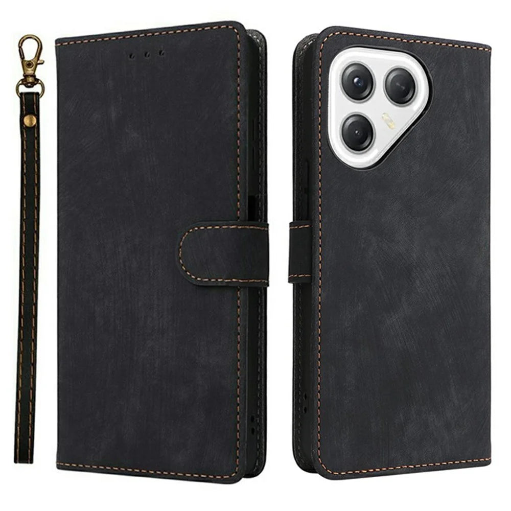 For TECNO Pova 7 Ultra 5G LJ9 Case Wallet RFID Blocking PU Leather Phone Cover Stand with Strap - Black - 1