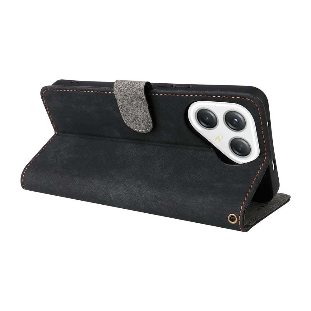 For TECNO Pova 7 Ultra 5G LJ9 Case Wallet RFID Blocking PU Leather Phone Cover Stand with Strap - Black - 5