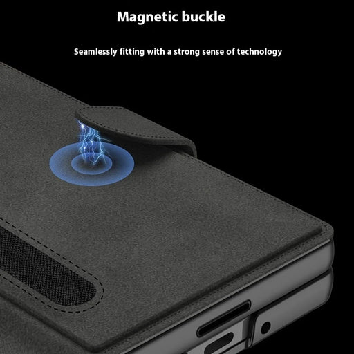 GKK For Samsung Galaxy Z Fold7 5G Stand Case with Card Holder PU PC Tempered Glass Phone Cover Magnetic Closure - Black - 2