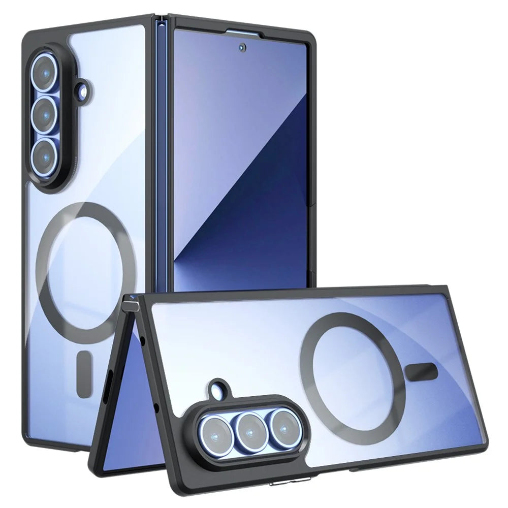 For Samsung Galaxy Z Fold7 5G Case Magnetic Case Clear TPU + PC Shockproof Phone Cover - 1