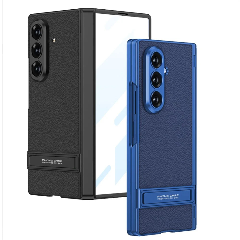 GKK For Samsung Galaxy Z Fold7 5G Kickstand Case Hinge Protection PU PC Tempered Glass Phone Cover - Green - 3