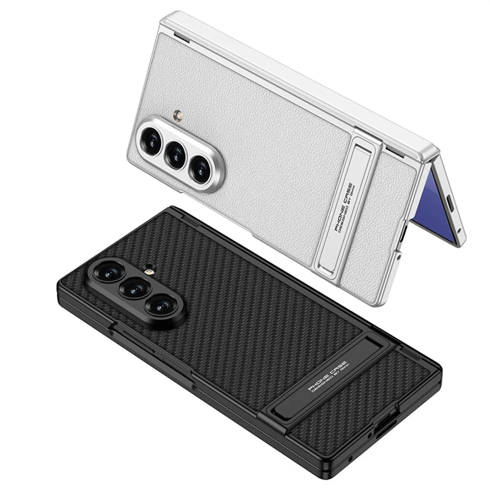 GKK For Samsung Galaxy Z Fold7 5G Kickstand Case Hinge Protection PU PC Tempered Glass Phone Cover - Green - 4