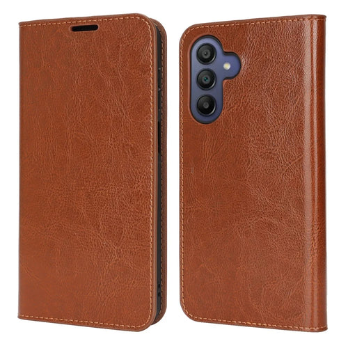 For Samsung Galaxy A17 5G / A17 4G Case Crazy Horse Texture Split Leather Wallet Phone Cover - Light Brown - 1