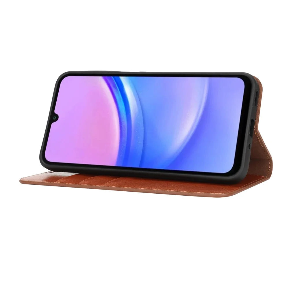 For Samsung Galaxy A17 5G / A17 4G Case Crazy Horse Texture Split Leather Wallet Phone Cover - Light Brown - 3