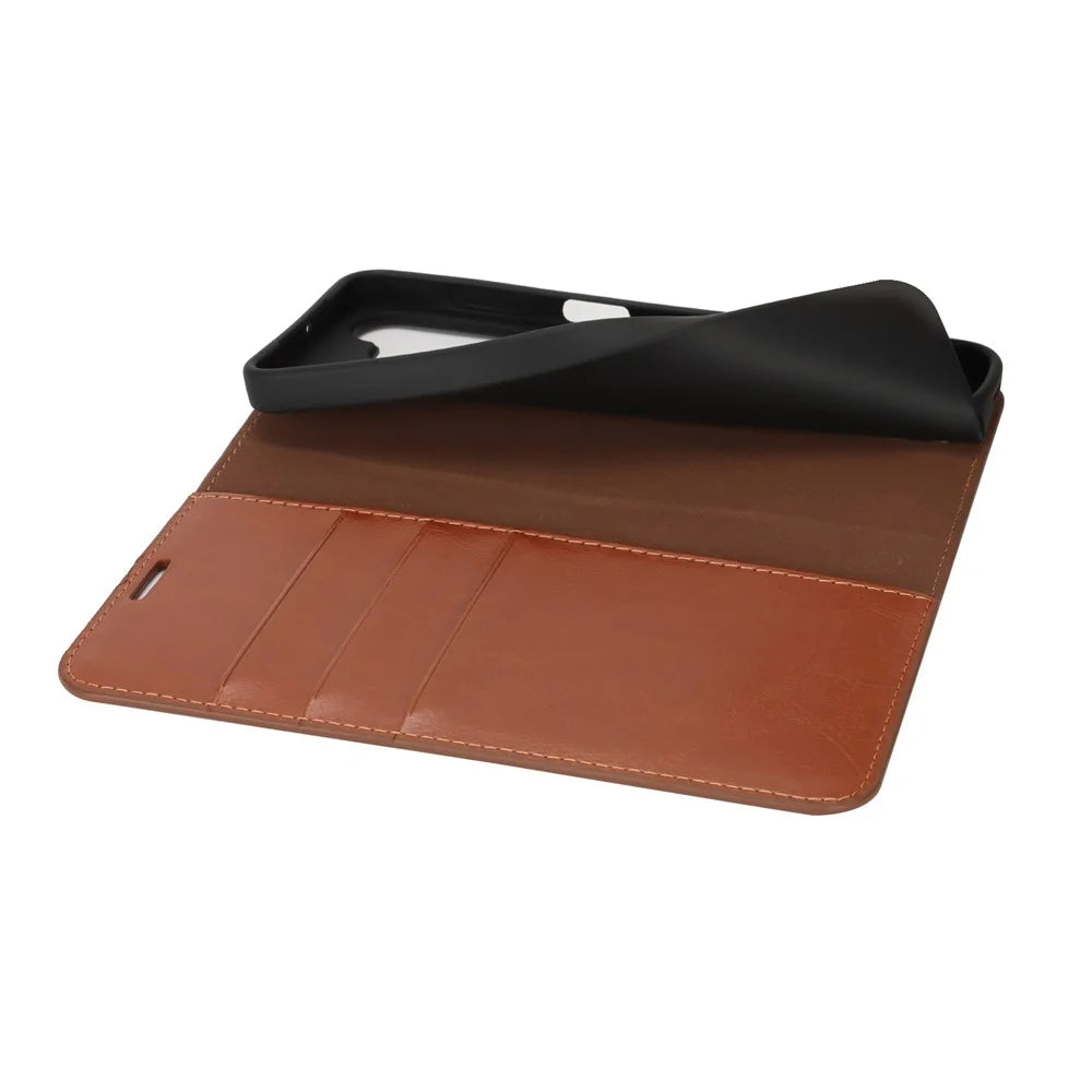 For Samsung Galaxy A17 5G / A17 4G Case Crazy Horse Texture Split Leather Wallet Phone Cover - Light Brown - 5
