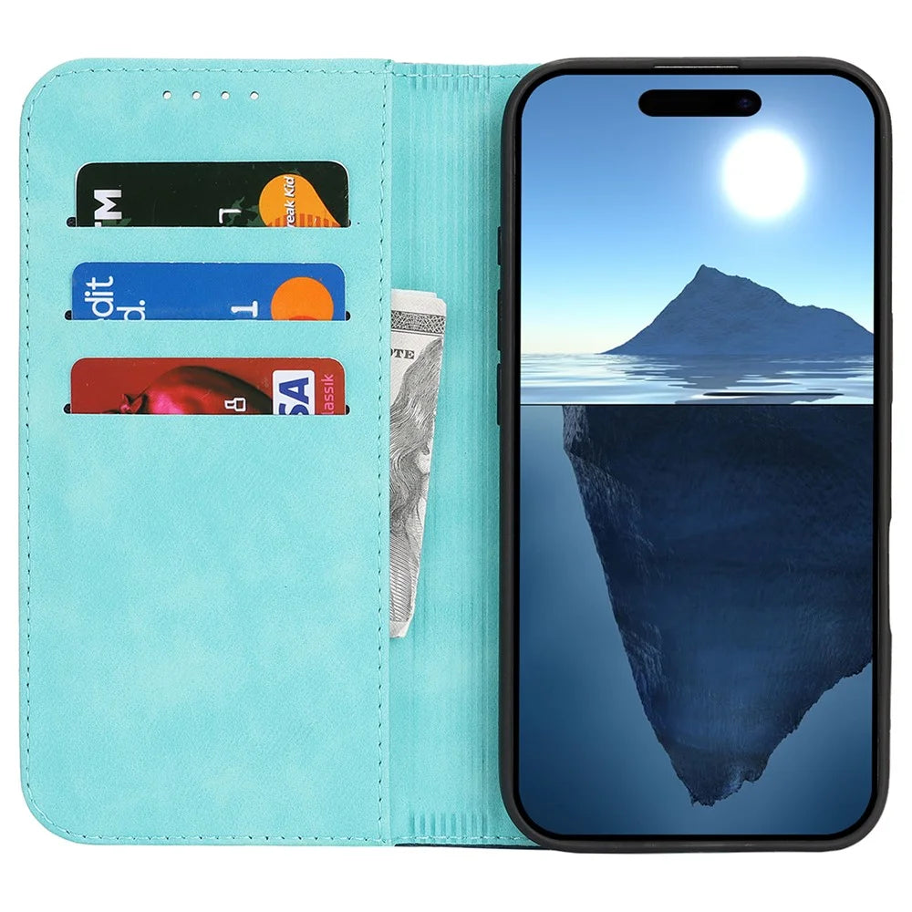 For iPhone 18 Pro Max / 17 Pro Max Case Calf Texture 3 Card Slots Color Splicing Leather Phone Cover - Light Blue+Dark Blue - 2