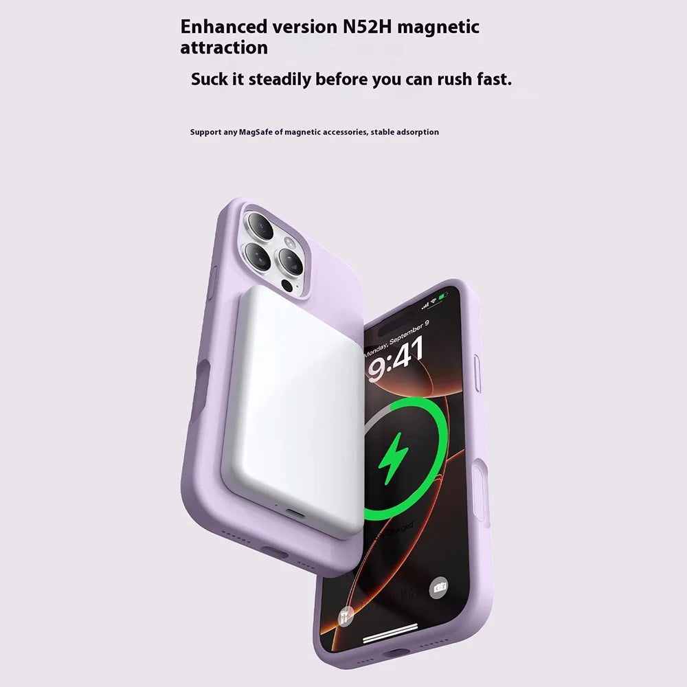 For iPhone 16 Pro Case Compatible with MagSafe Soft Microfiber Lining Liquid Silicone + PC Phone Cover - Light Purple - 3