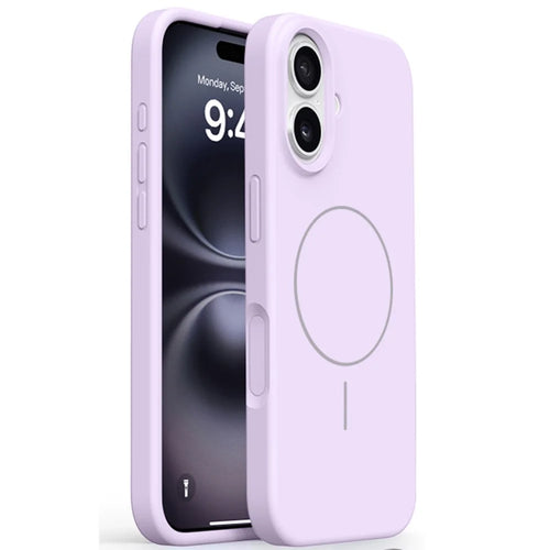 For iPhone 16 Case Compatible with MagSafe Soft Microfiber Lining Liquid Silicone + PC Phone Cover - Light Purple - 1