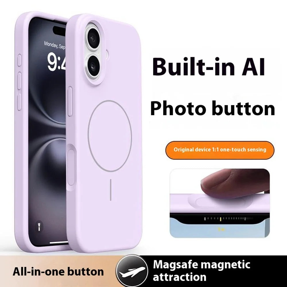 For iPhone 16 Case Compatible with MagSafe Soft Microfiber Lining Liquid Silicone + PC Phone Cover - Light Purple - 2