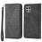 Flip Phone Wallet Case For Samsung Galaxy A22 5G (EU Version), Calf Texture PU Leather Stand Imprinted Rhombus Pattern Cell Phone Cover with Strap - Black - 1