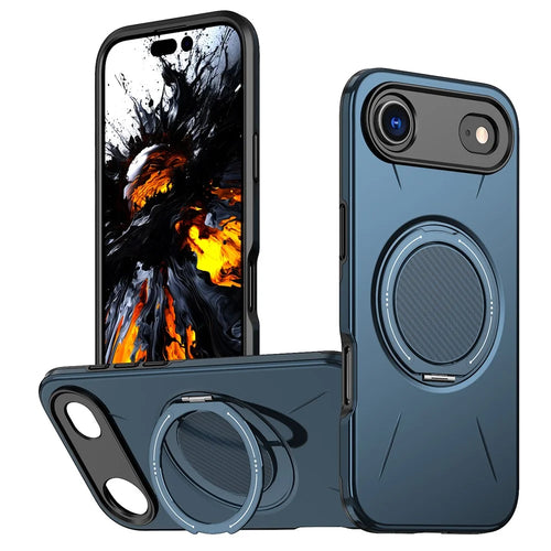 For iPhone Air Magnetic Case Rotating Kickstand TPU + PC Phone Cover - Blue - 1