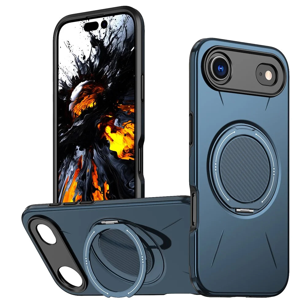 For iPhone Air Magnetic Case Rotating Kickstand TPU + PC Phone Cover - Blue - 1