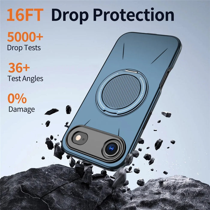 For iPhone Air Magnetic Case Rotating Kickstand TPU + PC Phone Cover - Blue - 4