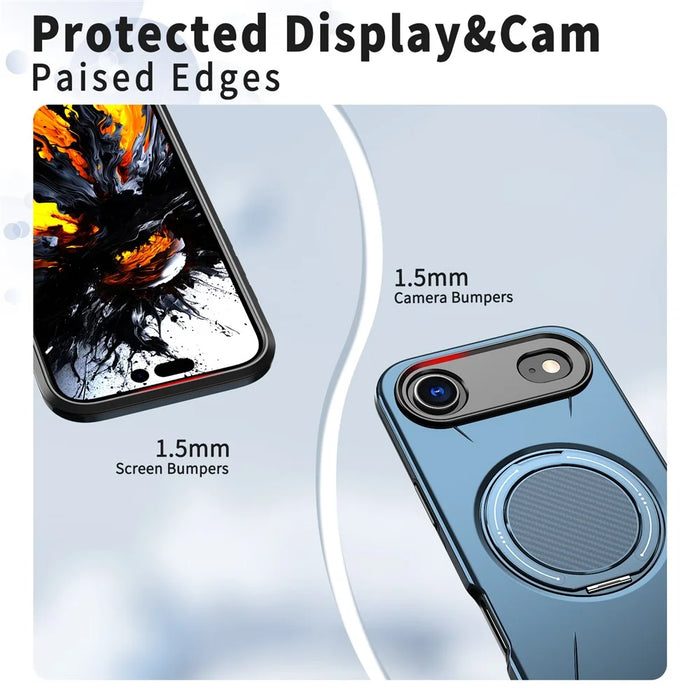 For iPhone Air Magnetic Case Rotating Kickstand TPU + PC Phone Cover - Blue - 5