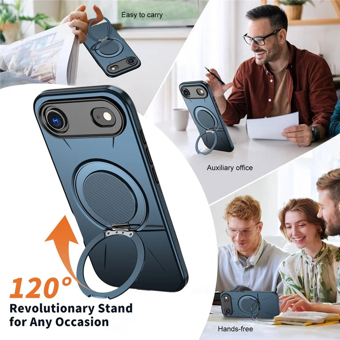 For iPhone Air Magnetic Case Rotating Kickstand TPU + PC Phone Cover - Blue - 7