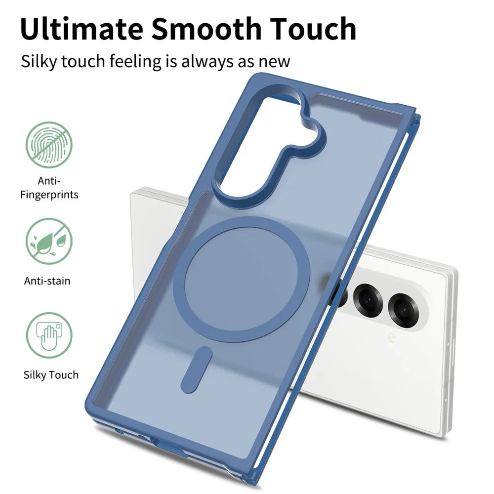 For Samsung Galaxy Z Fold7 5G Case PC + TPU Kickstand Phone Cover with Tempered Glass Screen Film - Sapphire - 2