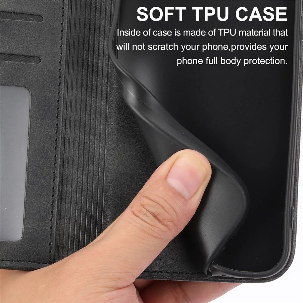 Calf Texture PU Leather Case for iPhone 13 6.1 inch, Magnetic Wallet Imprinted Rhombus Pattern Phone Stand Cover with Strap - Black - 6