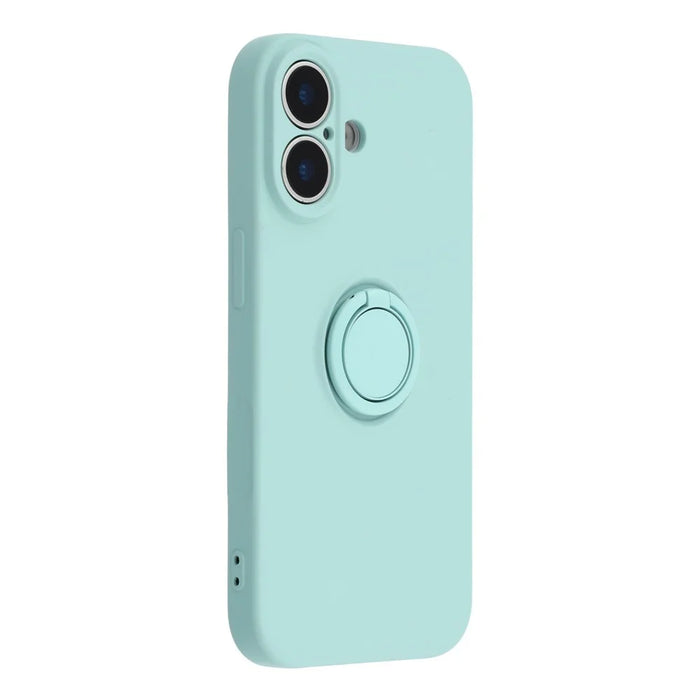 For iPhone 17 Silicone Case with Strap Ring Kickstand Phone Cover - Sky Blue - 3