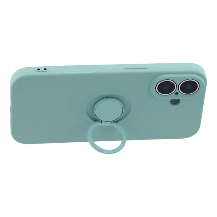 For iPhone 17 Silicone Case with Strap Ring Kickstand Phone Cover - Sky Blue - 4