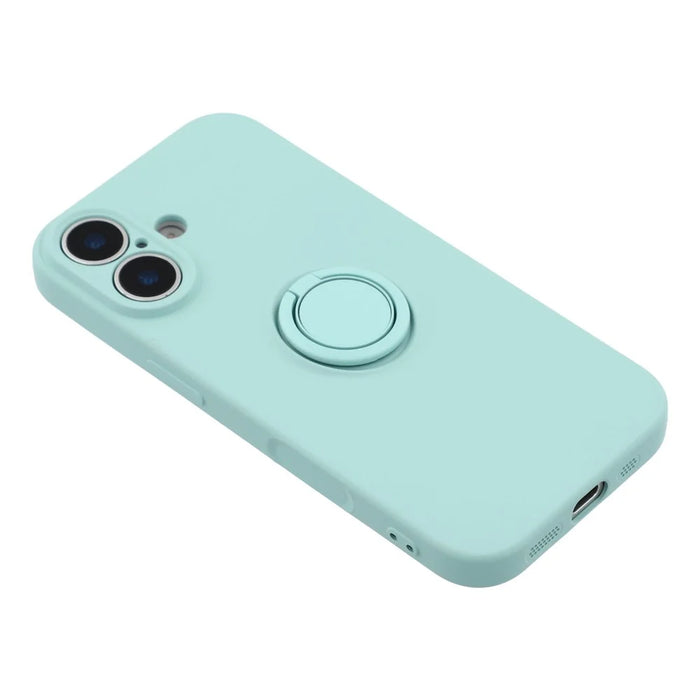 For iPhone 17 Silicone Case with Strap Ring Kickstand Phone Cover - Sky Blue - 5