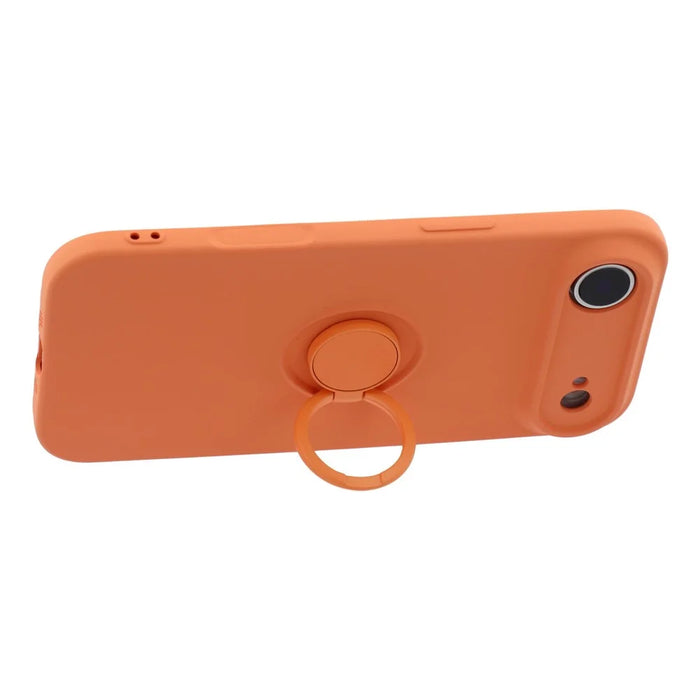 For iPhone Air Silicone Case with Strap Ring Kickstand Phone Cover - Orange - 4