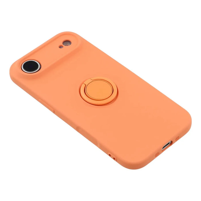 For iPhone Air Silicone Case with Strap Ring Kickstand Phone Cover - Orange - 5