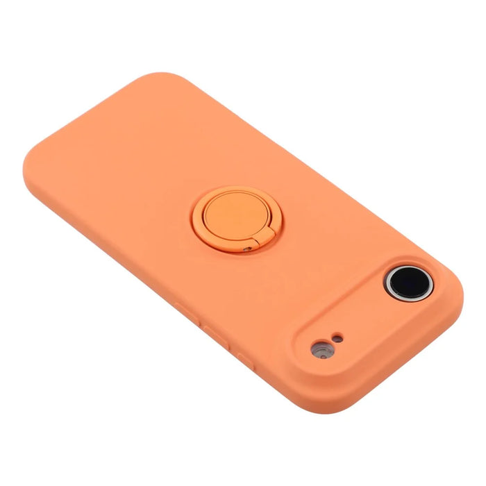 For iPhone Air Silicone Case with Strap Ring Kickstand Phone Cover - Orange - 6