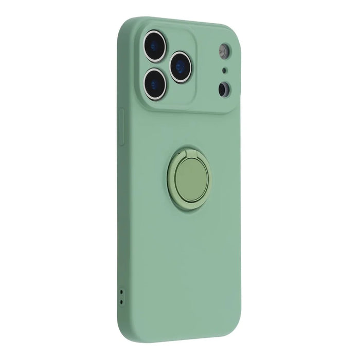 For iPhone 17 Pro Max Silicone Case with Strap Ring Kickstand Phone Cover - Green - 3